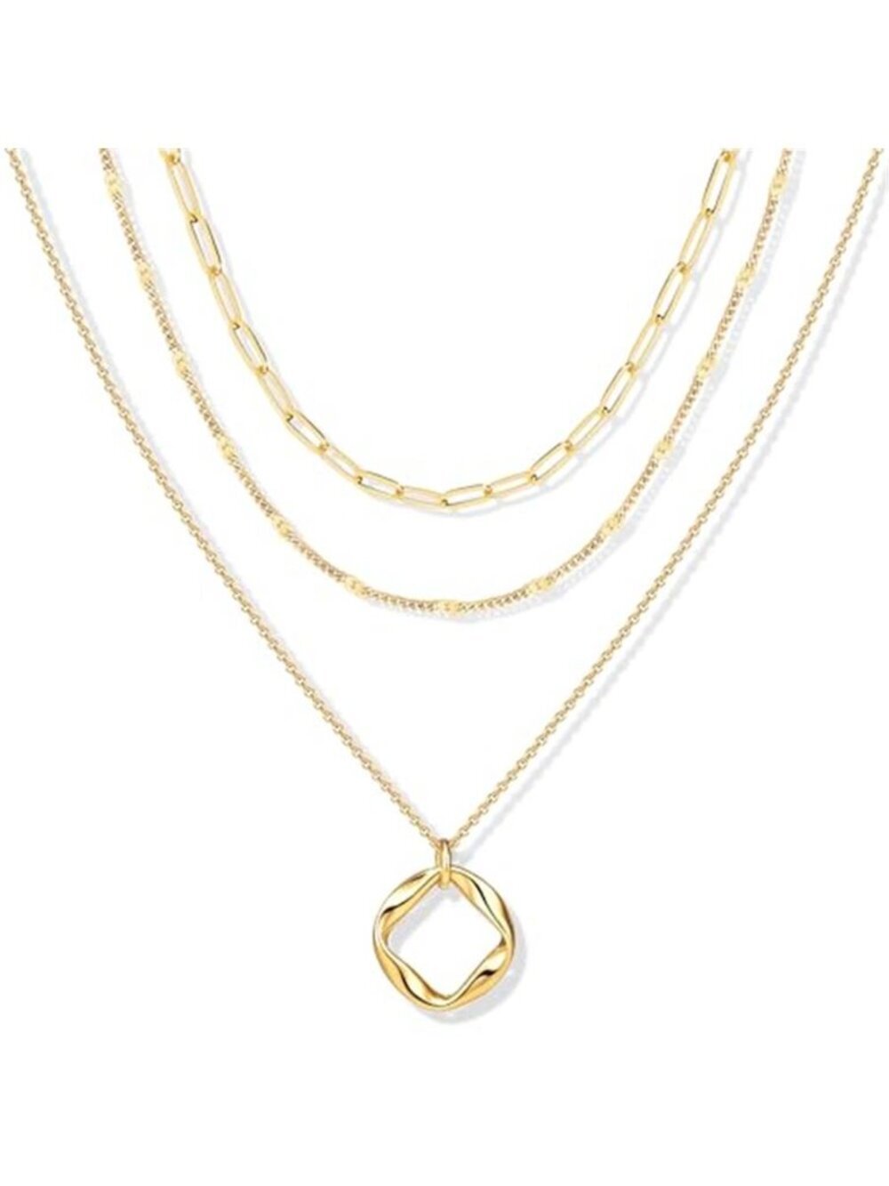 Stackable Layered 14K Gold Plated 3Pcs Necklace Set
